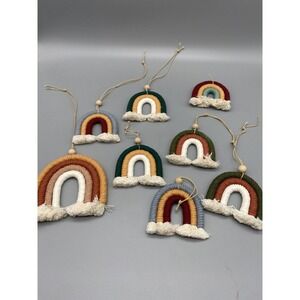 Set Of 8 Boho Macrame Rainbow Ornaments Wall‎ Hangings